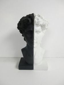 Black & White Split Face Resin Bookends. Size H25cm.