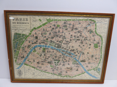 Framed & Glazed Print of Paris SES Monuments. Size 55 x 74cm.