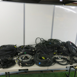 Large Quantity of Assorted Cables to Include: Coaxial, Audio, Kettle, Extension Leads, Etc (As Viewed/Pictured).