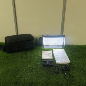 LS Panel LED Light, Model LED508A. Comes with 2 x Sony NP-F750 Rechargeable Batteries, Dual Charger & Carry Case.