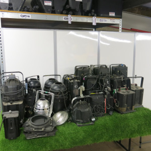 23 x Assorted Stage Lighting to Include: 5 x Lights Requiring Bulbs & 18 Lights for Spares Or Repair.