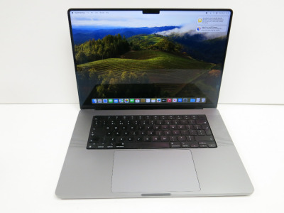 Apple 16" MacBook Pro, Model A2485 (2021), S/N G4C624YPMG. Sonoma 14.7.4. Apple M1 Pro, 16GB Memory, 1TB SSD. Comes with PSU.