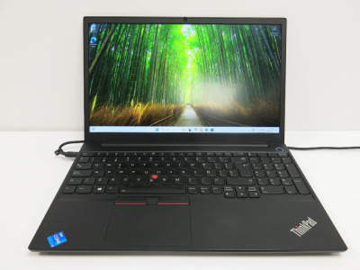 Lenovo 15.6" ThinkPad, Model E15. Running Windows 11 Pro. 11th Gen, Intel i5-1135G7 @ 2.40GHz, 8GB RAM, 237GB HDD. Comes with Charger.