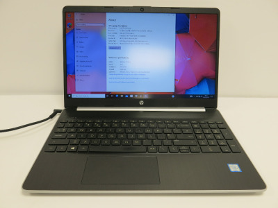 HP 15.6" Laptop, Model 15s-fq0012na. Running Windows 10 Home. Intel Core i5-8265U, CPU @ 1.60GHz, 8 GB RAM, 476GB HDD. Comes with Charger.