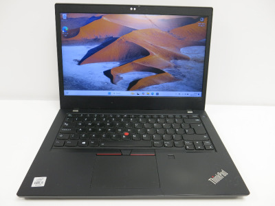 Lenovo 14" ThinkPad, Model L14 Gen 1. Running Windows 11 Pro. Intel Core i5-10210U, CPU @ 2.11GHz, 8GB RAM, 237GB HDD. Comes with PSU. NOTE: small crack to frame.