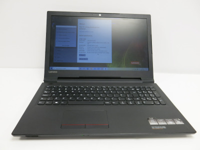 Lenovo 15.6" Laptop, Model V110. Running Windows 10 Home. Intel Core i3-6006U, CPU @ 2.00GHz, 8GB RAM, 426GB HDD. Comes with PSU.