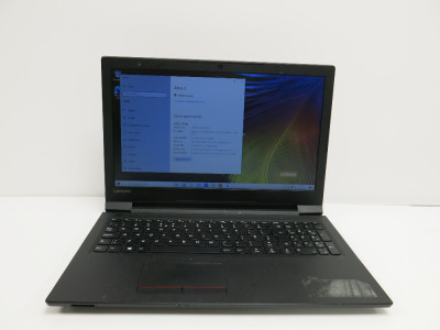 Lenovo 15.6" Laptop, Model V110. Running Windows 10 Home. Intel Core i3-6006U, CPU @ 2.00GHz, 8GB RAM, 426GB HDD. Comes with PSU.