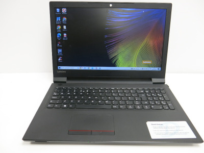 Lenovo 15.6" Laptop, Model V110. Running Windows 10 Home. Intel Core i3-6006U, CPU @ 2.00GHz, 8GB RAM, 426GB HDD. Comes with PSU. NOTE: damage to case as pictured.