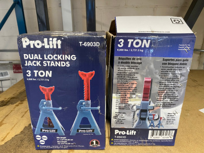 2 x Pro-Lift Dual Locking 3 Ton Axle Stands