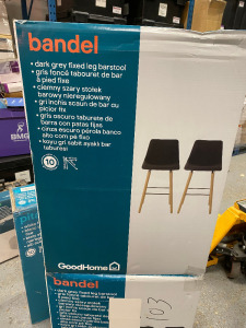 6 x Boxed Bandel Dark Grey Fixed Leg Barstools.