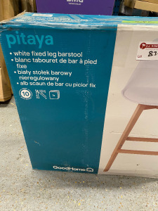 A Pitaya White Fixed Leg Bar Stool and A Mirasol Black Leather Effect Bar Stool.
