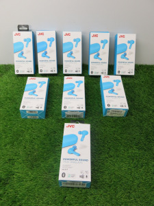 9 x JVC Powerful Sound True Wireless In Ear Headphones, Model HA-A7T.