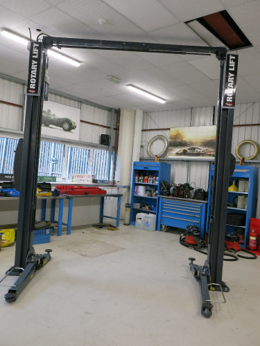 Rotary 2 Post 4.5 Ton Car Lift, Model SPOA40M-5, S/N THDR19E0003, YOM 2019, Grey. Height Modified, Buyer to Dismantle.