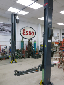 Rotary 2 Post 4.5 Ton Car Lift, Model SPOA40M-5, S/N THDR19E0010,YOM 2019, Grey. Height Modified. Buyer to Dismantle.
