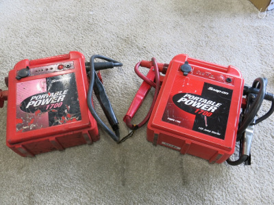 Pair of Snap On Portable Power 1700 Jump Starts 12V. Comes with Power Supplies.