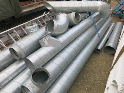 Quantity of Assorted Sized Galvanised Extraction Pipe Work to Include: 15 x Lengths of 3M & 9 x Elbows