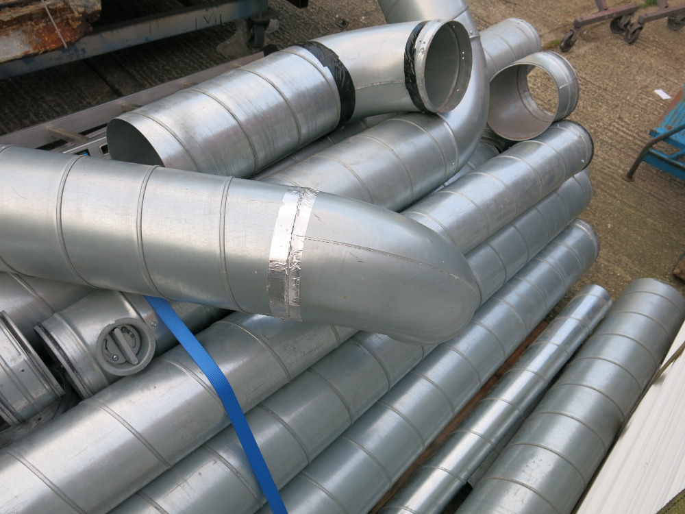 Quantity of Assorted Sized Galvanised Extraction Pipe Work to Include ...