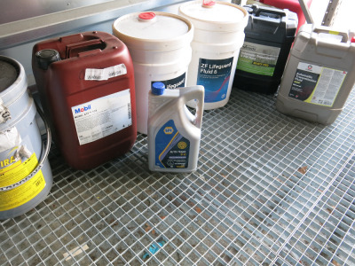 7 x Assorted Automatic Transmission Fluid to Include: 2 x 20L ZF Lifeguard Fluid 6 (1 x Full & 1 x Part), 1 x 20L Shell Spirax S4 ATF HDX (Part), 1 x 20L Mobile ATF 134 (Part), 1 x 20L Vtech ATF & PSG Fluid (Part), 1 x 20L Comma ATF AQM Mineral (Part) & 1