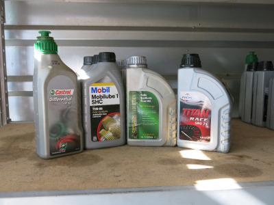 9 x Assorted 1L Sealed Oils to Include: 3 x Difflock Evolution 1 Fully Synthetic Gear Oil, 3 x Mobil Mobilube 1 SHC 75W-90 & 2 x Fuchs Titan Race SRG 75 & 1 x Castrol Differential SAF-XJ.