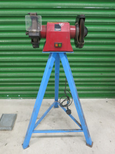Creusen Powerline Twin Wheel Grinder, Model DS7200T on Stand.