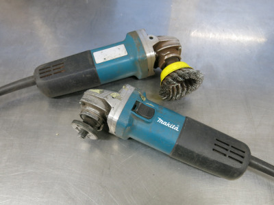 2 x Makita 115mm Angle Grinders. NOTE: missing safety guards