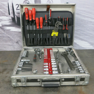 Metal Case Containing an Assortment of Kennedy Sockets, Spanners & Screwdrivers.