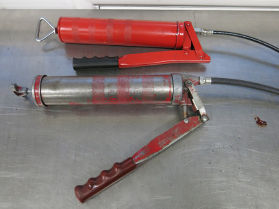 2 x Assorted Grease Guns, Red.