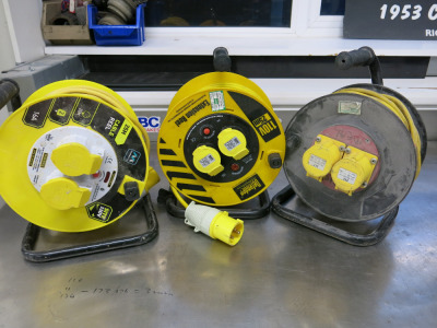 3 x 25m 110v Extension Reels in Yellow.