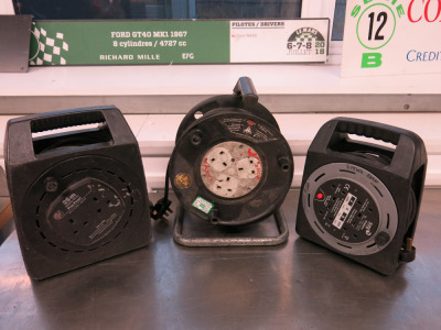 3 x Extension Reels in Black to Include: 1 x 25m Cassette, 1 x 15m Cassette & 1 x 25m Reel.