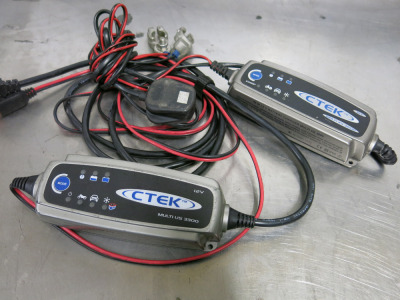 2 x CTEK Battery Chargers to Include: 12v Multi US 3300 & 12v Multi XS 3600. NOTE: missing clips.