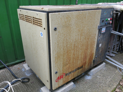 Ingersoll-Rand Compressor, Model UP5-18-7, S/N 2210735, 3 Phase, YOM 2003, Running Hrs 3535. NOTE: installation was incomplete, no cable.