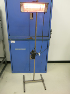 Anest Iwata VIA100000 HCA Infrared Drying Lamp with Digital VLBTD Timer Controls on Stand.