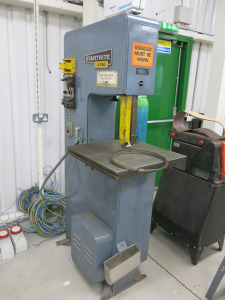 Startrite Vertical Bandsaw with Variable Speed Blade Grinder Welder, Model 14 RWF, S/N 50987, 3 Phase. NOTE: installation was incomplete, disconnected ready for removal.