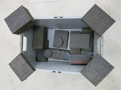 Crate with 12 x Solid Rubber Blocks in Various Size/Shapes & 3 x Small Other Pads.