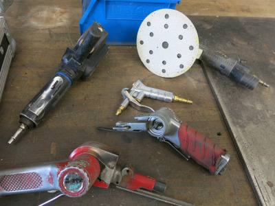 5 x Assorted Air Tools to Include: 2 x Belt Sanders, 1 x Orbital Sander, 1 x Air Gun & 1 x Grinder.
