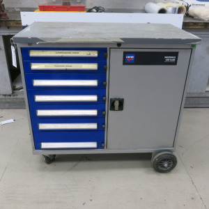 Bott Mobile Metal Maintenance Trolley with 7 Drawers & 1 Cupboard. Size H96 x W100 x D56cm.