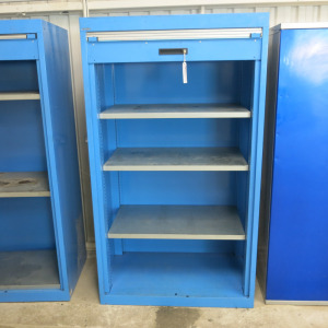 Lista Heavy Duty Metal Roller Shutter Cupboard with 3 Shelves & Key. Size H195 x W110 x D64cm.