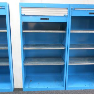 Lista Heavy Duty Metal Roller Shutter Cupboard in Blue with 3 Shelves. Size H195 x W110 x D64cm.