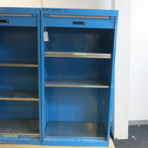 Lista Heavy Duty Metal Roller Shutter Cupboard in Blue with 4 Shelves. Size H195 x W110 x D64cm.