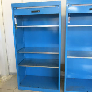 Lista Heavy Duty Metal Roller Shutter Cupboard in Blue with 3 Shelves. Size H195 x W110 x D64cm.
