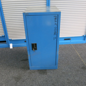 Lista Heavy Duty Single Door Cupboard in Blue with 2 Shelves. Size H100 x W50 x D58cm.