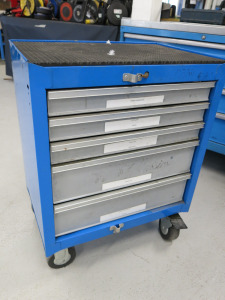 Mobile 5 Draw Workshop Cabinet. Size H86 x W68 x D47cm.