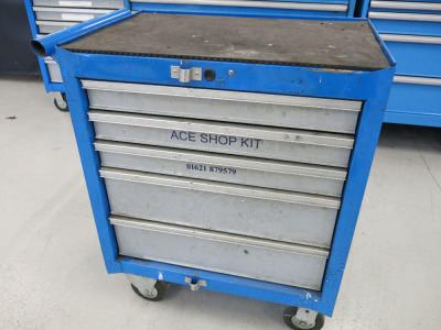 Mobile 5 Draw Workshop Cabinet. Size H86 x W68 x D46cm.