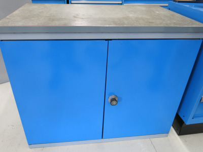 2 Door Metal Cabinet with Laminate Top & 1 Shelf. Size H83 x W100 x D60cm.