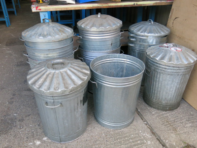 12 x Assorted Metal Dustbins with Lids