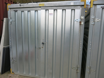 Hiremasters Galvanised Steel Stacking Site Container with Grate Floor. Size H220 x W220 x D260cm. NOTE: contents excluded.