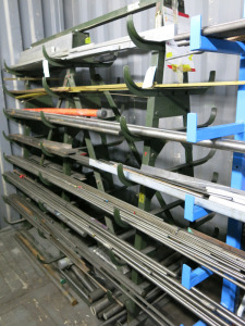 Vintage 8 Shelf Gondola Tube Rack in Dark Green. Size H200 x W200cm. NOTE: excluding contents to be cleared before collection.