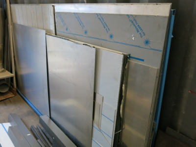 Blue Rack with Assorted Sheets of Steel to Include: Approx 11 x 100cm x 210cm (1.5mm) & 9 x Assorted Sheets of 1.5-5mm & Other Offcuts (As Viewed).