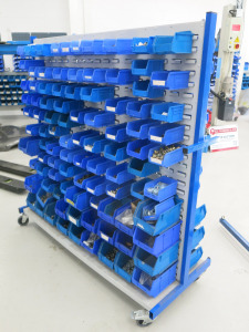 Mobile Gondola Rack Containing Approx 180 Bins of Nuts, Bolts, Screws, Washers Etc As Viewed & Pictured.