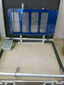 Flight Case with Electronic Pit Board. Size H106 x W126 x D30cm.
